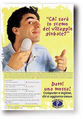 Manifesto dell'associazione Pubblicità e Progresso per incentivare l'alfabetizzazione informatica