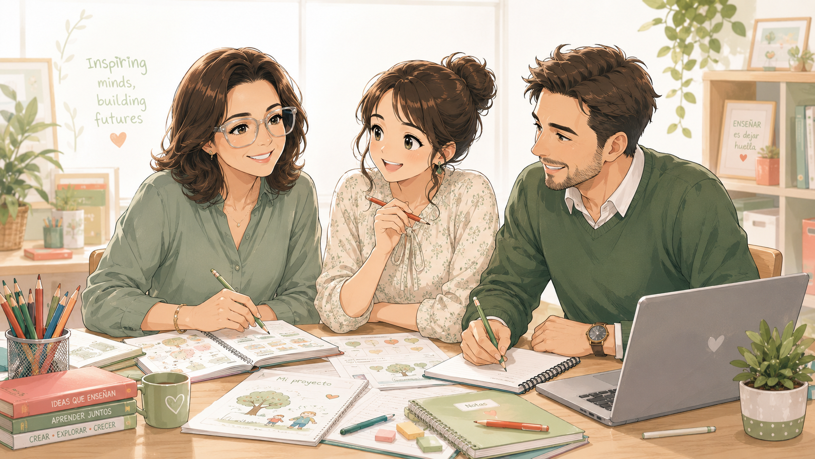 Docenti che lavorano insieme intorno a un tavolo per preparare attività didattiche